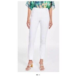 JM Collection Women Dress Pants Petite XL Ankle Pull On White Old Money Cruise